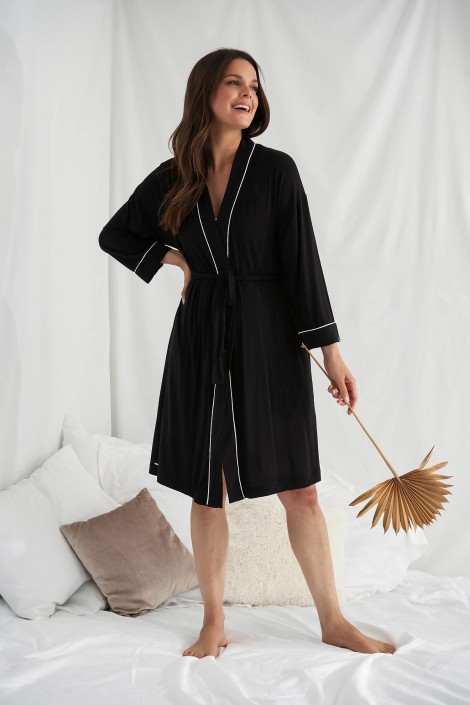 Pretty You London Bamboo Kimono Black